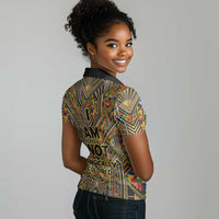 Zora Neale Hurston Women Polo Shirt Bold Kente and Art Deco Pattern - I Am Not Tragically Colored - Wonder Print Shop