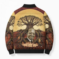 Léopold Sédar Senghor Bomber Puffer Jacket Sacred Baobab Tree Design African Roots and Symbols Theme Negritude Movement - Wonder Print Shop