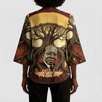 Léopold Sédar Senghor Kimono Sleeve Blouse Sacred Baobab Tree Design African Roots and Symbols Theme Negritude Movement - Wonder Print Shop