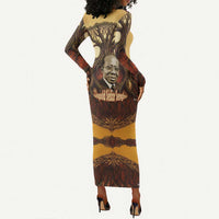Léopold Sédar Senghor Long Sleeve Bodycon Dress Sacred Baobab Tree Design African Roots and Symbols Theme Negritude Movement - Wonder Print Shop