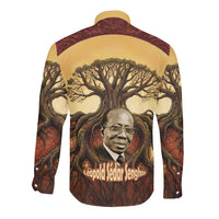 Léopold Sédar Senghor Long Sleeve Button Shirt Sacred Baobab Tree Design African Roots and Symbols Theme Negritude Movement - Wonder Print Shop