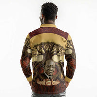 Léopold Sédar Senghor Long Sleeve Polo Shirt Sacred Baobab Tree Design African Roots and Symbols Theme Negritude Movement - Wonder Print Shop