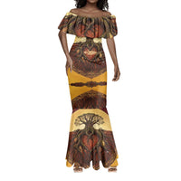 Léopold Sédar Senghor Mermaid Dress Sacred Baobab Tree Design African Roots and Symbols Theme Negritude Movement - Wonder Print Shop