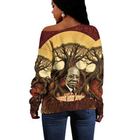 Léopold Sédar Senghor Off Shoulder Sweater Sacred Baobab Tree Design African Roots and Symbols Theme Negritude Movement - Wonder Print Shop