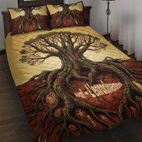 Léopold Sédar Senghor Quilt Bed Set Sacred Baobab Tree Design African Roots and Symbols Theme Negritude Movement - Wonder Print Shop
