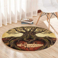 Léopold Sédar Senghor Round Carpet Sacred Baobab Tree Design African Roots and Symbols Theme Negritude Movement - Wonder Print Shop