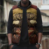 Léopold Sédar Senghor Sleeveless Puffer Jacket Sacred Baobab Tree Design African Roots and Symbols Theme Negritude Movement - Wonder Print Shop