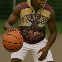 Léopold Sédar Senghor Sleeveless Zip Hoodie Sacred Baobab Tree Design African Roots and Symbols Theme Negritude Movement - Wonder Print Shop