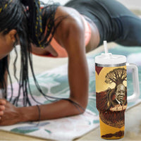 Léopold Sédar Senghor Tumbler With Handle Sacred Baobab Tree Design African Roots and Symbols Theme Negritude Movement - Wonder Print Shop