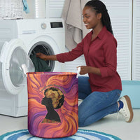 Léopold Sédar Senghor Laundry Basket Femme Noire Silhouette with Africa Map Pattern Vibrant Swirl Background - Wonder Print Shop