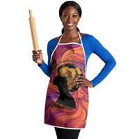 Léopold Sédar Senghor Apron Femme Noire Silhouette with Africa Map Pattern Vibrant Swirl Background - Wonder Print Shop