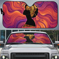 Léopold Sédar Senghor Auto Sun Shade Femme Noire Silhouette with Africa Map Pattern Vibrant Swirl Background - Wonder Print Shop