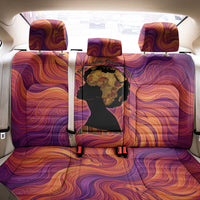 Léopold Sédar Senghor Back Car Seat Cover Femme Noire Silhouette with Africa Map Pattern Vibrant Swirl Background - Wonder Print Shop
