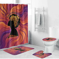 Léopold Sédar Senghor Bathroom Set Femme Noire Silhouette with Africa Map Pattern Vibrant Swirl Background - Wonder Print Shop
