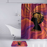Léopold Sédar Senghor Bathroom Set Femme Noire Silhouette with Africa Map Pattern Vibrant Swirl Background - Wonder Print Shop