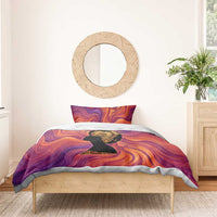 Léopold Sédar Senghor Bedding Set Femme Noire Silhouette with Africa Map Pattern Vibrant Swirl Background - Wonder Print Shop