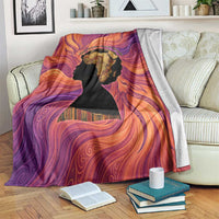 Léopold Sédar Senghor Blanket Femme Noire Silhouette with Africa Map Pattern Vibrant Swirl Background - Wonder Print Shop