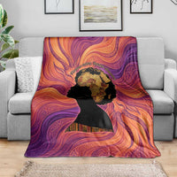 Léopold Sédar Senghor Blanket Femme Noire Silhouette with Africa Map Pattern Vibrant Swirl Background - Wonder Print Shop