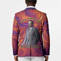 Léopold Sédar Senghor Blazer Femme Noire Silhouette with Africa Map Pattern Vibrant Swirl Background - Wonder Print Shop