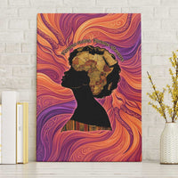 Léopold Sédar Senghor Canvas Wall Art Femme Noire Silhouette with Africa Map Pattern Vibrant Swirl Background - Wonder Print Shop