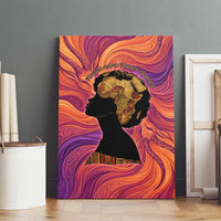 Léopold Sédar Senghor Canvas Wall Art Femme Noire Silhouette with Africa Map Pattern Vibrant Swirl Background - Wonder Print Shop
