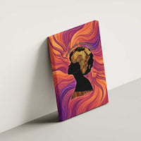 Léopold Sédar Senghor Canvas Wall Art Femme Noire Silhouette with Africa Map Pattern Vibrant Swirl Background - Wonder Print Shop