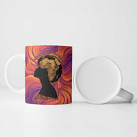 Léopold Sédar Senghor Ceramic Mug Femme Noire Silhouette with Africa Map Pattern Vibrant Swirl Background - Wonder Print Shop