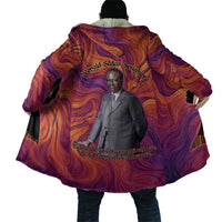 Léopold Sédar Senghor Cloak Femme Noire Silhouette with Africa Map Pattern Vibrant Swirl Background - Wonder Print Shop