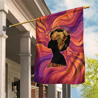 Léopold Sédar Senghor Garden Flag Femme Noire Silhouette with Africa Map Pattern Vibrant Swirl Background - Wonder Print Shop