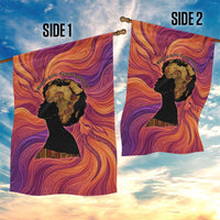Léopold Sédar Senghor Garden Flag Femme Noire Silhouette with Africa Map Pattern Vibrant Swirl Background - Wonder Print Shop