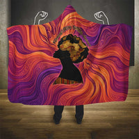 Léopold Sédar Senghor Hooded Blanket Femme Noire Silhouette with Africa Map Pattern Vibrant Swirl Background - Wonder Print Shop