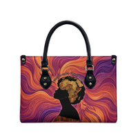 Léopold Sédar Senghor Leather Bag Femme Noire Silhouette with Africa Map Pattern Vibrant Swirl Background - Wonder Print Shop