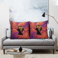 Léopold Sédar Senghor Pillow Cover Femme Noire Silhouette with Africa Map Pattern Vibrant Swirl Background - Wonder Print Shop