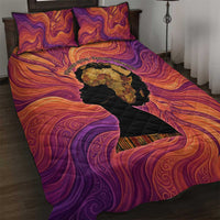 Léopold Sédar Senghor Quilt Bed Set Femme Noire Silhouette with Africa Map Pattern Vibrant Swirl Background - Wonder Print Shop