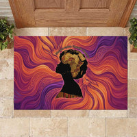 Léopold Sédar Senghor Rubber Doormat Femme Noire Silhouette with Africa Map Pattern Vibrant Swirl Background - Wonder Print Shop