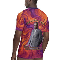 Léopold Sédar Senghor Rugby Jersey Femme Noire Silhouette with Africa Map Pattern Vibrant Swirl Background - Wonder Print Shop