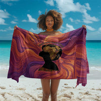 Léopold Sédar Senghor Sarong Femme Noire Silhouette with Africa Map Pattern Vibrant Swirl Background - Wonder Print Shop