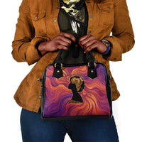 Léopold Sédar Senghor Shoulder Handbag Femme Noire Silhouette with Africa Map Pattern Vibrant Swirl Background - Wonder Print Shop