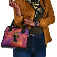 Léopold Sédar Senghor Shoulder Handbag Femme Noire Silhouette with Africa Map Pattern Vibrant Swirl Background - Wonder Print Shop