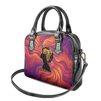 Léopold Sédar Senghor Shoulder Handbag Femme Noire Silhouette with Africa Map Pattern Vibrant Swirl Background - Wonder Print Shop