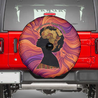 Léopold Sédar Senghor Spare Tire Cover Femme Noire Silhouette with Africa Map Pattern Vibrant Swirl Background - Wonder Print Shop