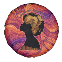 Léopold Sédar Senghor Spare Tire Cover Femme Noire Silhouette with Africa Map Pattern Vibrant Swirl Background - Wonder Print Shop