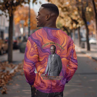 Léopold Sédar Senghor Sweatshirt Femme Noire Silhouette with Africa Map Pattern Vibrant Swirl Background - Wonder Print Shop