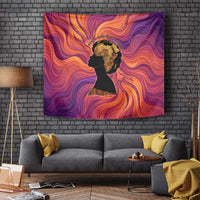 Léopold Sédar Senghor Tapestry Femme Noire Silhouette with Africa Map Pattern Vibrant Swirl Background - Wonder Print Shop