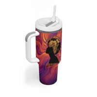 Léopold Sédar Senghor Tumbler With Handle Femme Noire Silhouette with Africa Map Pattern Vibrant Swirl Background - Wonder Print Shop