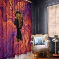 Léopold Sédar Senghor Window Curtain Femme Noire Silhouette with Africa Map Pattern Vibrant Swirl Background - Wonder Print Shop