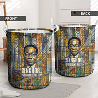 Léopold Sédar Senghor Laundry Basket President Poete Portrait Futuristic African Robotic Handshake Earth and Flowers Unity - Wonder Print Shop
