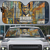 Léopold Sédar Senghor Auto Sun Shade President Poete Portrait Futuristic African Robotic Handshake Earth and Flowers Unity - Wonder Print Shop