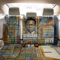 Léopold Sédar Senghor Back Car Seat Cover President Poete Portrait Futuristic African Robotic Handshake Earth and Flowers Unity - Wonder Print Shop