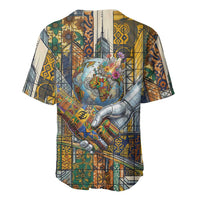 Léopold Sédar Senghor Baseball Jersey President Poete Portrait Futuristic African Robotic Handshake Earth and Flowers Unity - Wonder Print Shop